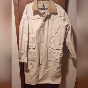 Schaefer Outfitter Cotton Duster Cream Long Coat Western Ranch Cowboy Size XL